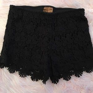 Super cute + comfy black lace shorts